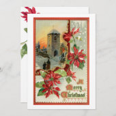  Poinsettias, Kerk en Kerstgroet Feestdagenkaart (Voorkant / Achterkant)