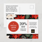 Poinsettias Kerst Aangepaste Coupon Korting  Briefkaart (Voorkant / Achterkant)