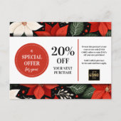 Poinsettias Kerst Aangepaste Coupon Korting  Briefkaart (Voorkant)