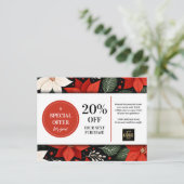 Poinsettias Kerst Aangepaste Coupon Korting  Briefkaart (Staand voorkant)