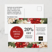 Poinsettias Kerst Aangepaste Coupon Korting Briefkaart (Voorkant / Achterkant)
