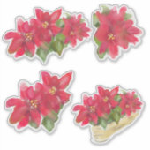 Poinsettia's Kerst Feestelijke Bloemen Sticker Vel (Voorkant)