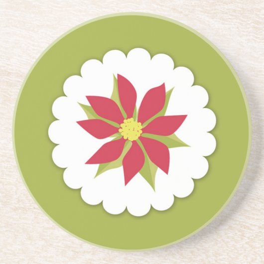 Poinsettias Kerst Plant Onderzetter (Voorkant)