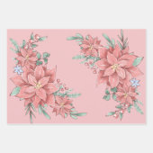 Poinsettias Kerstbloem in Roze Inpakpapier Vel (Voorkant 2)