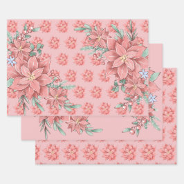 Poinsettias Kerstbloem in Roze Inpakpapier Vel