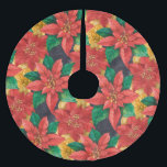 Poinsettias KerstFloral Kerstboom Rok<br><div class="desc">Rode en gouden poinsettias en bladeren zijn te zien op deze unieke custom tree rok. OVEREENKOMENDE objecten in ons collectie.</div>