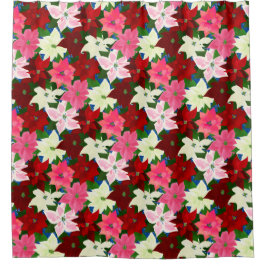 Poinsettias Kerstmis Douchegordijn