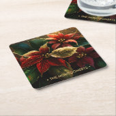Poinsettias Kerstvakantie Kartonnen Onderzetters (Schuin)