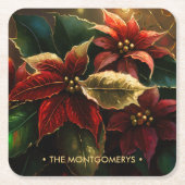 Poinsettias Kerstvakantie Kartonnen Onderzetters (Voorkant)