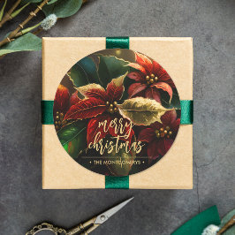 Poinsettias Kerstvakantie Ronde Sticker