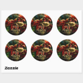 Poinsettias Kerstvakantie Ronde Sticker (Vel)
