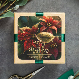 Poinsettias Kerstvakantie Vierkante Sticker