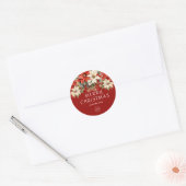 Poinsettias Merry Christmas Corporate Logo  Ronde Sticker (Envelop)