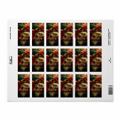 Poinsettias Merry Christmas Return Address Etiket (Full Sheet)