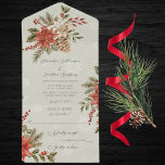 Poinsettia's met Holly op Snowy Sage Green All In One Uitnodiging<br><div class="desc">Leg de betoverende schoonheid van een winterwonderland vast met deze prachtige All-in-One bruiloft-uitnodiging met een prachtig ontwerp van rode en ivoren poinsettias met holly- en dennenboughs tegen een besneeuwde salie groene achtergrond. Deze uitnodiging omvat de magie en romance van uw speciale dag. De All-in-One bruiloft uitnodigingen zijn zowel mooi als...</div>
