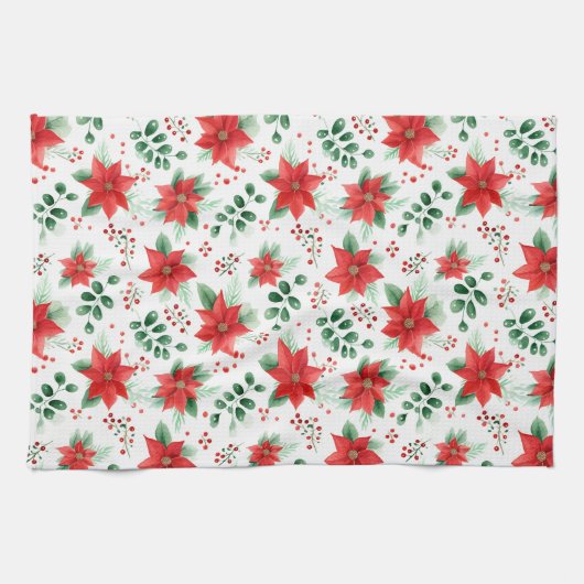 Poinsettias minimalistische Waterverf Theedoek (Horizontaal)