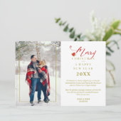 Poinsettias Modern Chic Merry-kerstfoto Feestdagenkaart (Staand voorkant)