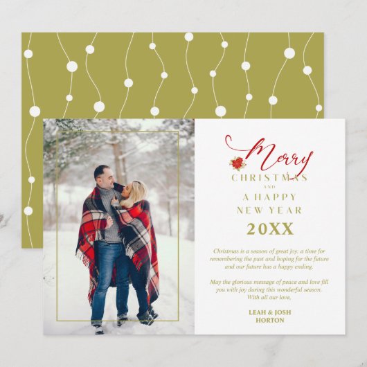 Poinsettias Modern Chic Merry-kerstfoto Feestdagenkaart (Voorkant / Achterkant)