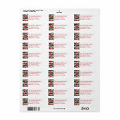 Poinsettias on Black, White Stripes Address Label (Full Sheet)