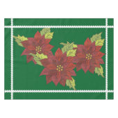 Poinsettias on Green Holiday Tablecloth Tafelkleed (Voorkant (Horizontaal))
