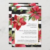 Poinsettias on Stripes kerstparty Kaart (Voorkant / Achterkant)