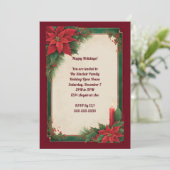 Poinsettia's op het groene en rode kerstfeest kaart (Staand voorkant)