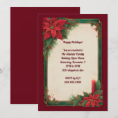 Poinsettia's op het groene en rode kerstfeest kaart (Voorkant / Achterkant)