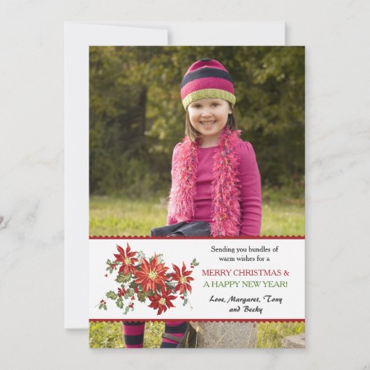 Poinsettias Photo Holiday Kaart (Voorkant)
