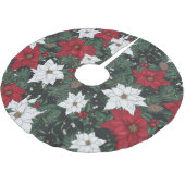 Poinsettias & Pine in Deep Holiday Hues Kerstboom Rok (Gekanteld)