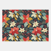 Poinsettias Retro Kerstmis Inpakpapier Vel (Voorkant 3)