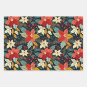 Poinsettias Retro Kerstmis Inpakpapier Vel (Voorkant 2)