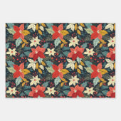 Poinsettias Retro Kerstmis Inpakpapier Vel (Voorkant)