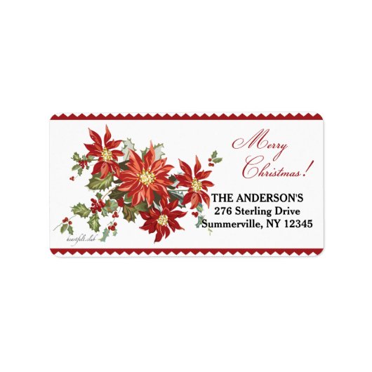  Poinsettias Return Address Label (Voorkant)