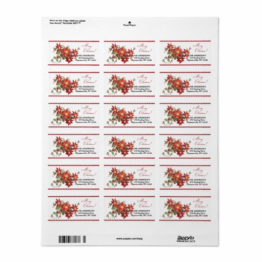  Poinsettias Return Address Label (Full Sheet)