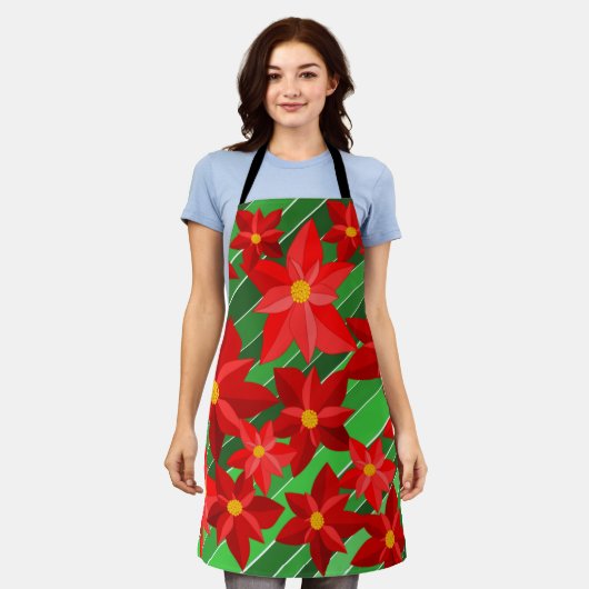 Poinsettias Schort (Gedragen)