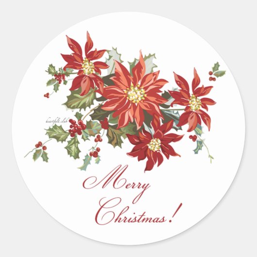Poinsettias-Sticker Ronde Sticker (Voorkant)