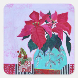 Poinsettias Vierkante Sticker