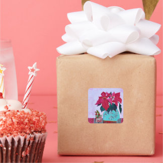 Poinsettias Vierkante Sticker