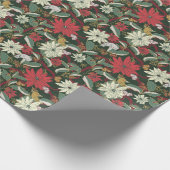 Poinsettias Vogels en linten-donkergroen Cadeaupapier