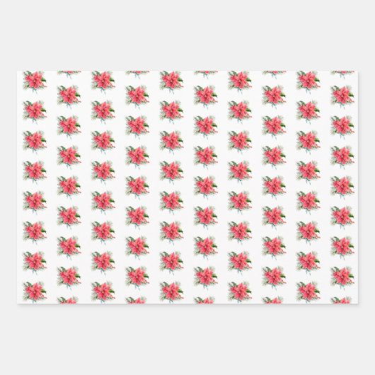  Poinsettias, vogels en Pinecones Inpakpapier Vel (Voorkant 2)