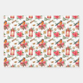Poinsettias, vogels en Pinecones Inpakpapier Vel (Voorkant)