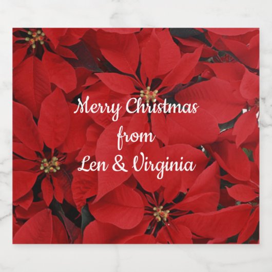 Poinsettias voor Kerstmis, sjabloon. Bier Etiket (Enkel label)