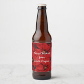 Poinsettias voor Kerstmis, sjabloon. Bier Etiket (Voorkant)