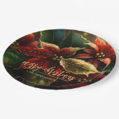 Poinsettias Vrolijk kerstfeest Papieren Bordje (Gekanteld)