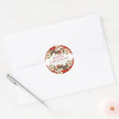 Poinsettias Vrolijk kerstfeest Ronde Sticker (Envelop)