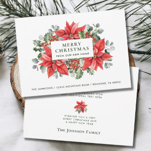 Poinsettias Vrolijk kerstfeest van New Home Aankondiging