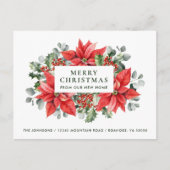 Poinsettias Vrolijk kerstfeest van New Home Aankondigingskaart (Voorkant)