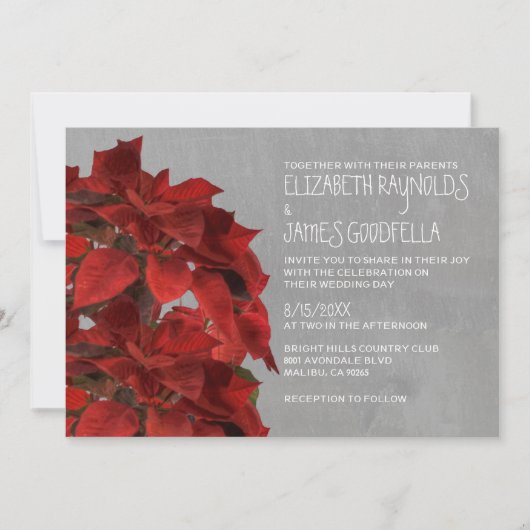 Poinsettias Wedding Invitations Kaart (Voorkant)