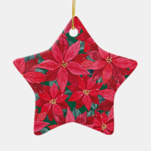 Poinsettias Winter Shelter Keramisch Ornament (Voorkant)