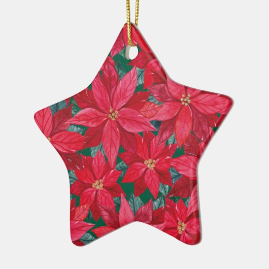 Poinsettias Winter Shelter Keramisch Ornament (Links)